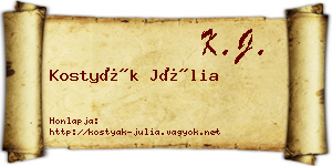 Kostyák Júlia névjegykártya